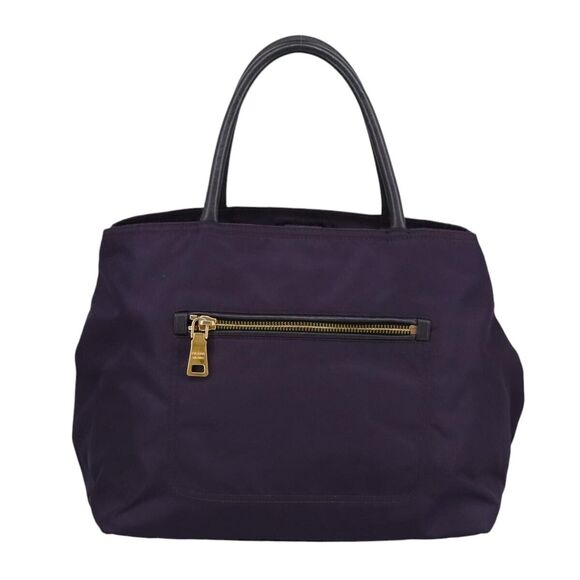 Prada Hand Bag Nylon Purple Gold Auth #155934P31B - Picture 2 of 15